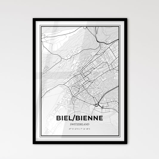 Biel/Bienne Switzerland - Scandinavian Style City Map for Modern Home Decor