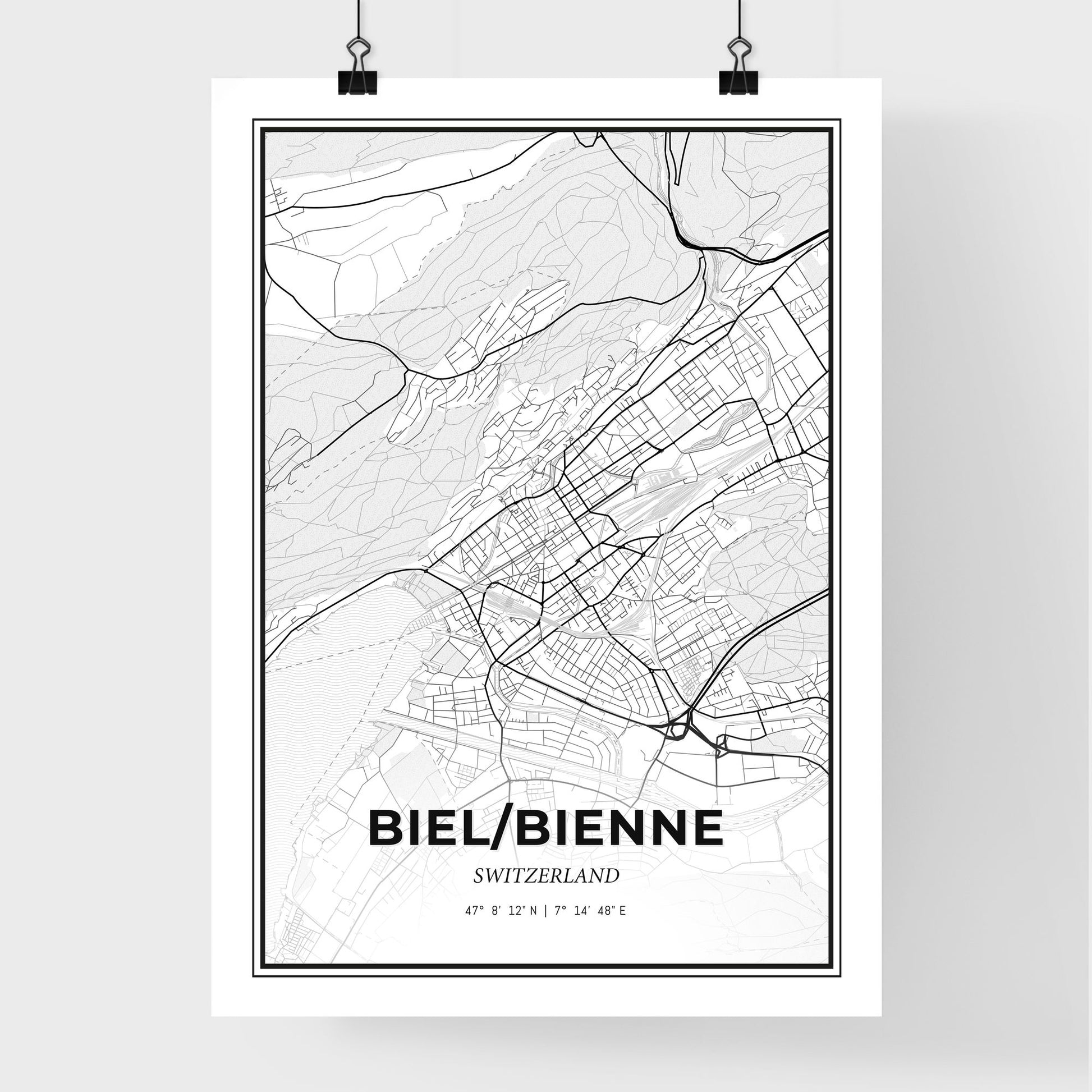 Biel/Bienne Switzerland - Premium City Map Poster