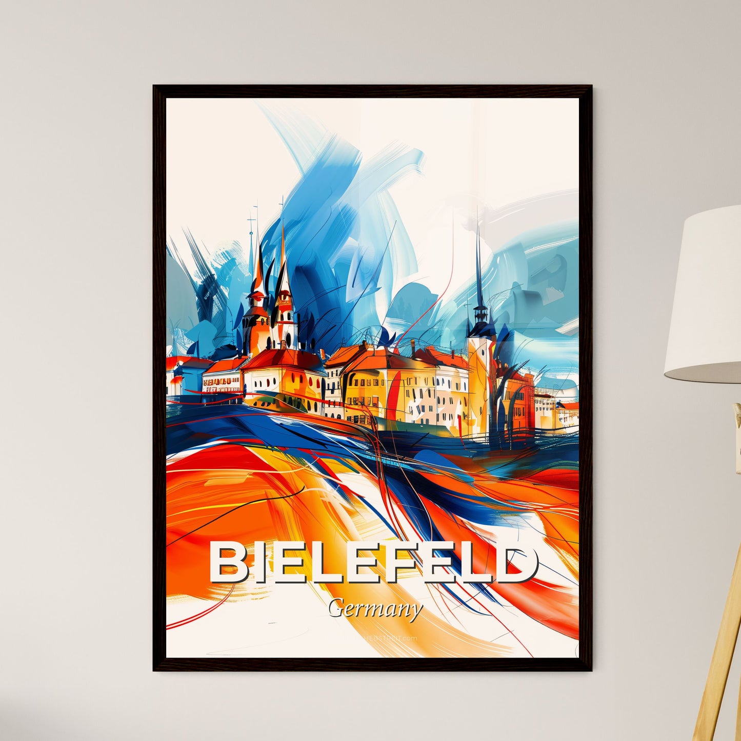 Vibrant Bielefeld, Germany - A Painting Of A Town