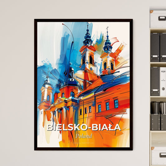 Vibrant Bielsko-Biała, Poland - A Painting Of A Building With Towers