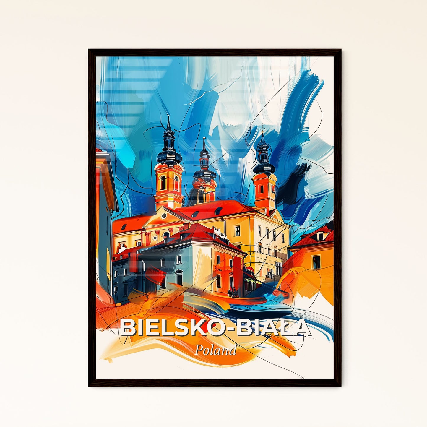 Vibrant Bielsko-Biała, Poland - A Painting Of A Building