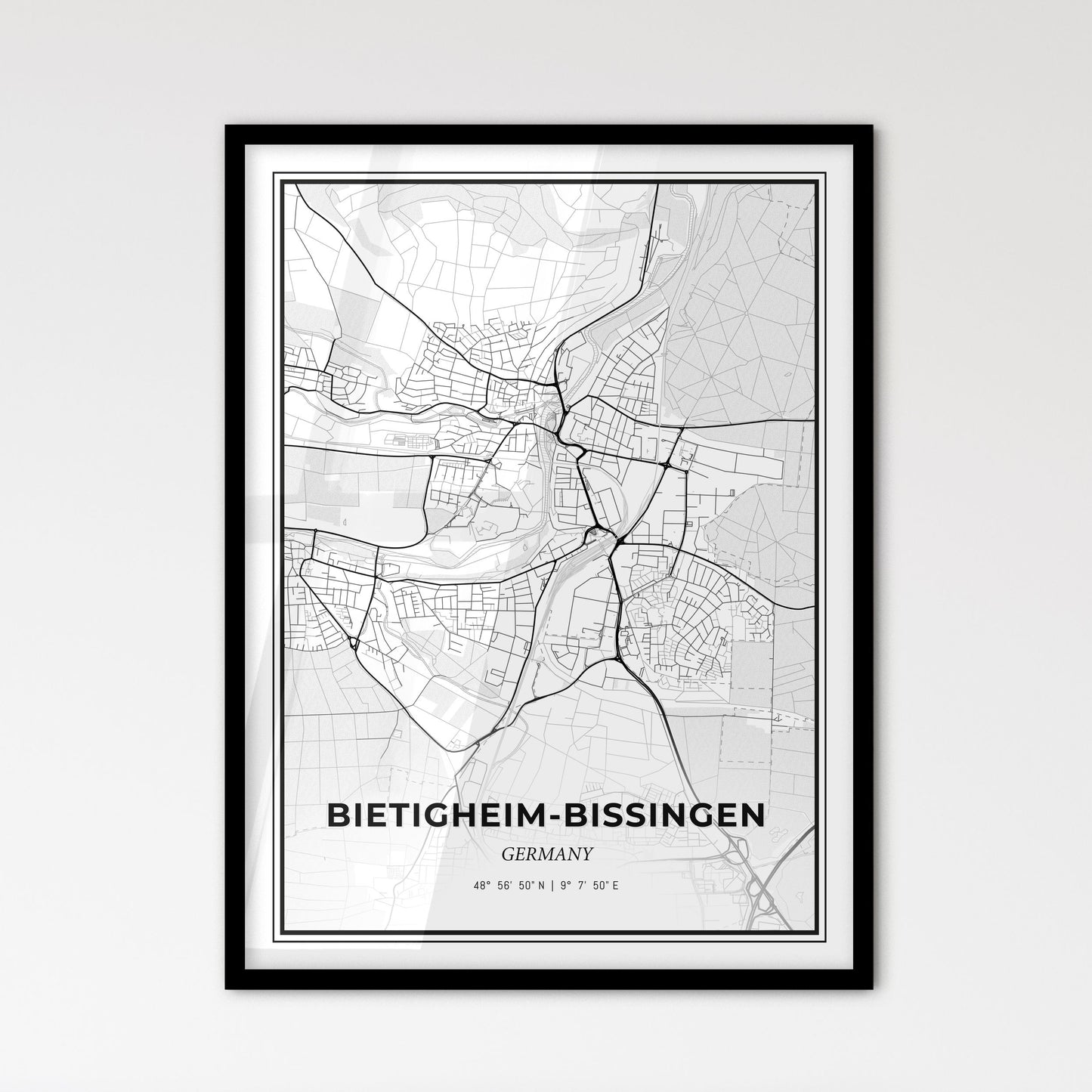 Bietigheim-Bissingen Germany - Scandinavian Style City Map for Modern Home Decor