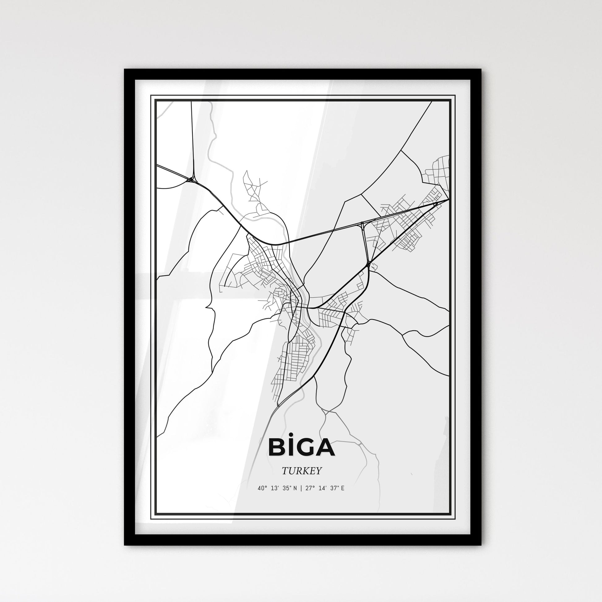 Biga Turkey - Scandinavian Style City Map for Modern Home Decor