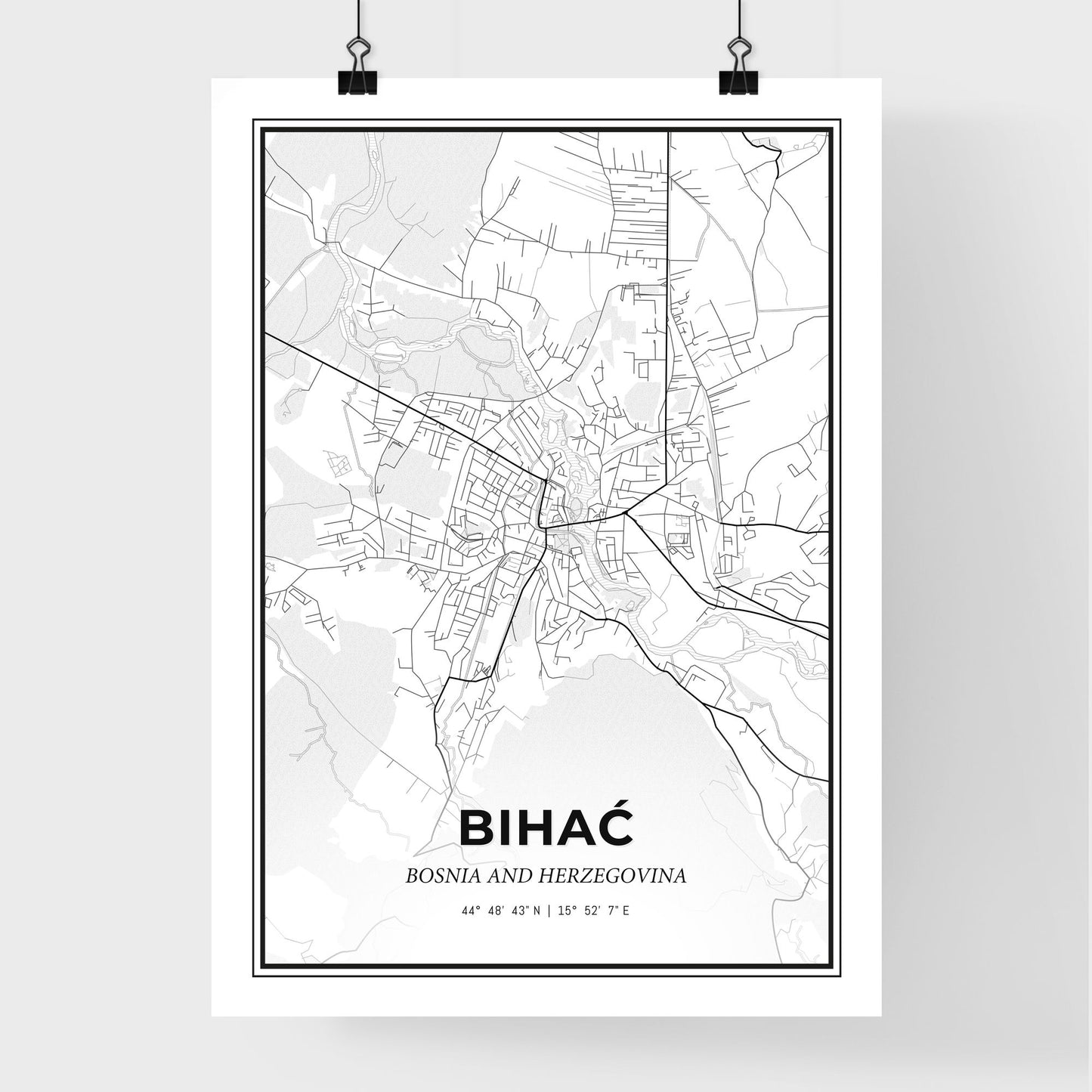 Bihać Bosnia and Herzegovina - Premium City Map Poster