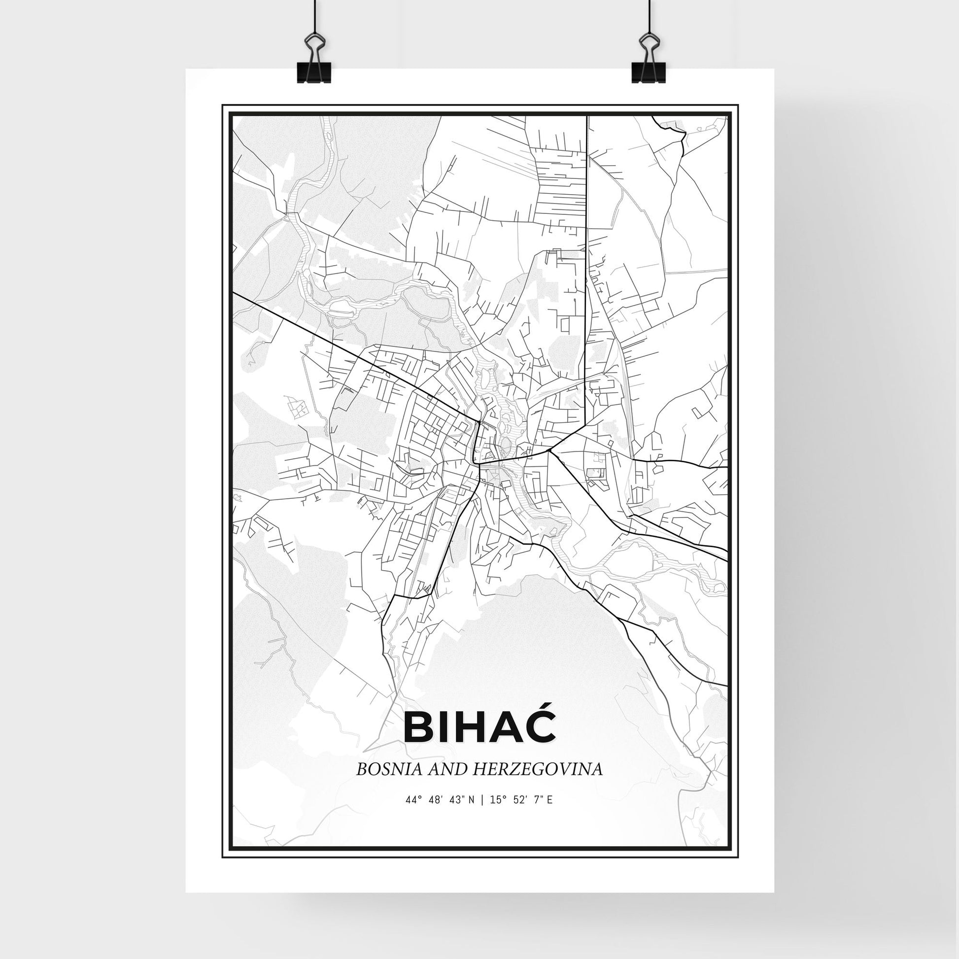 Bihać Bosnia and Herzegovina - Premium City Map Poster