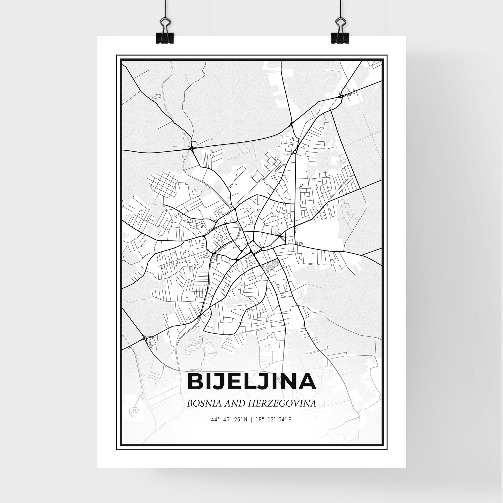 Bijeljina Bosnia and Herzegovina - Premium City Map Poster