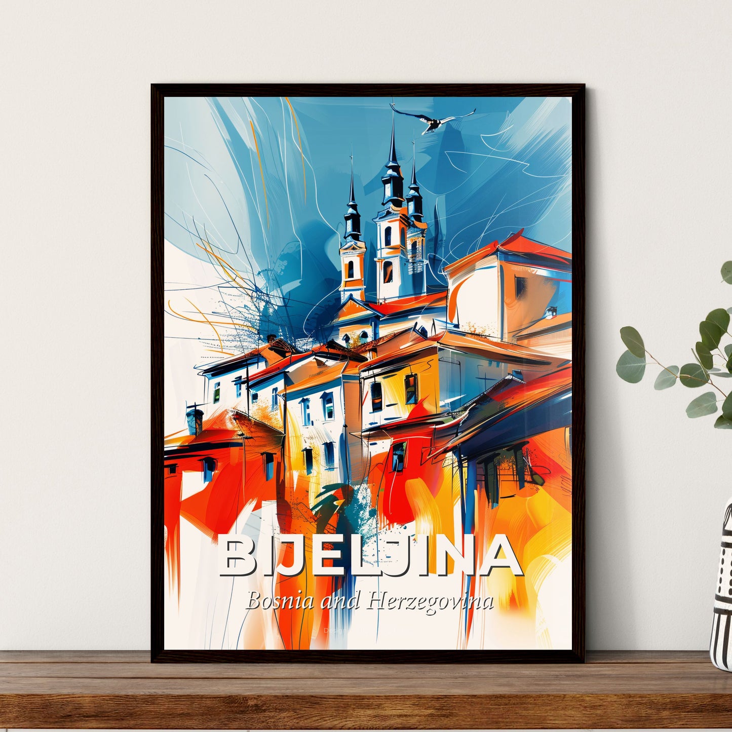 Vibrant Bijeljina, Bosnia And Herzegovina - A Painting Of A Building With Towers