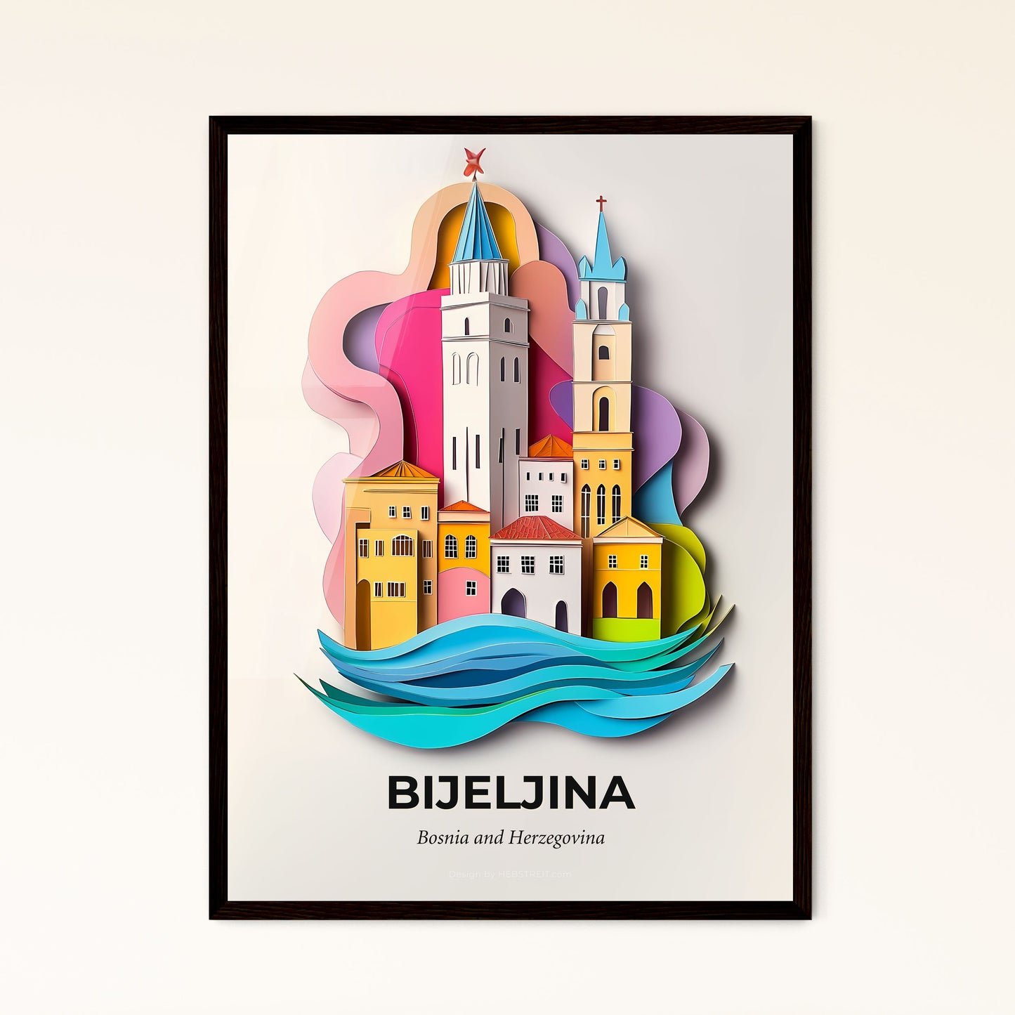 Vivid Bijeljina, Bosnia and Herzegovina - a paper cut of a church and a wave