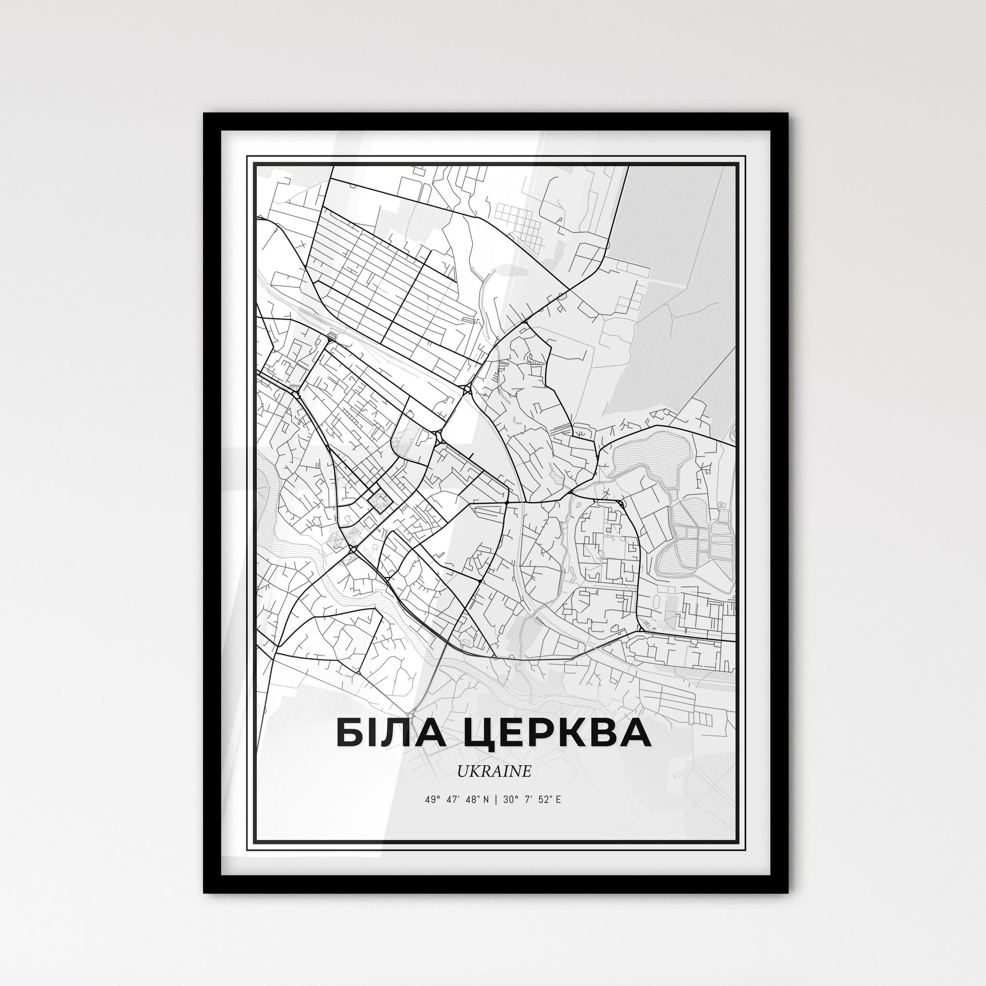 Bila Tserkva Ukraine - Scandinavian Style City Map for Modern Home Decor