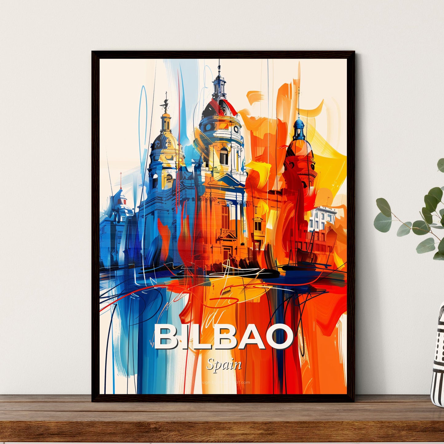 Vibrant Bilbao, Spain - A Colorful Painting Of A Building