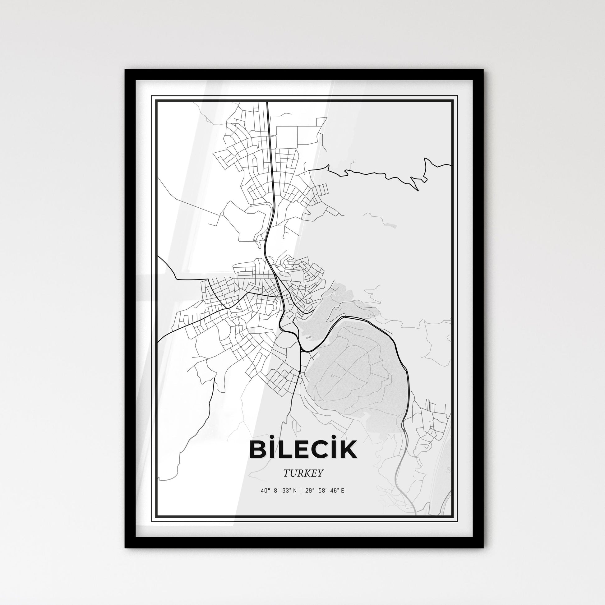 Bilecik Turkey - Scandinavian Style City Map for Modern Home Decor