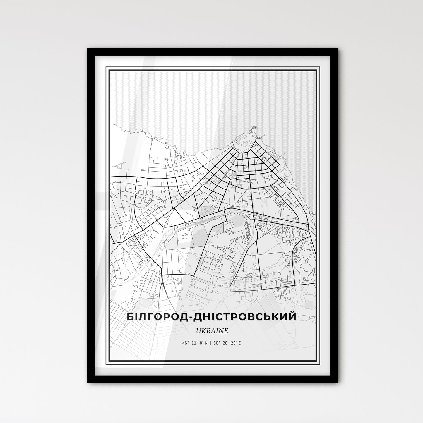 Bilhorod-Dnistrovskyi Ukraine - Scandinavian Style City Map for Modern Home Decor