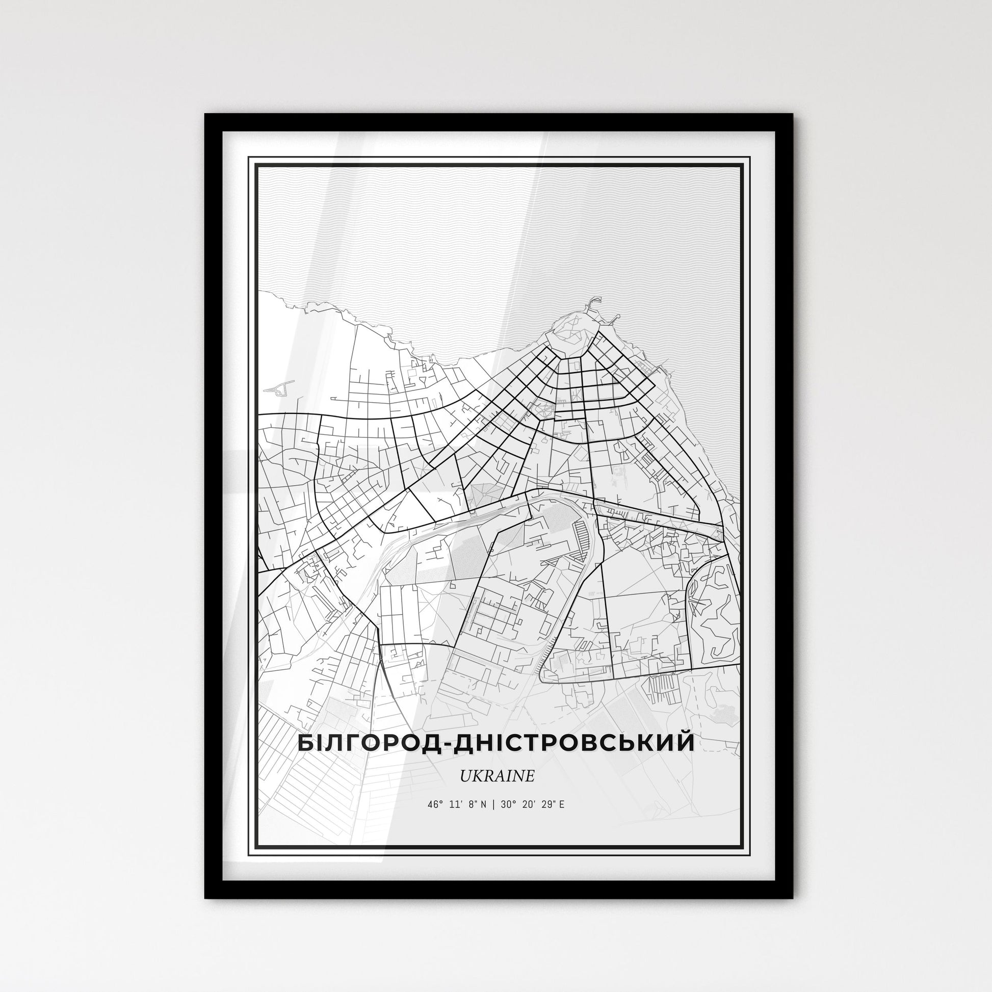 Bilhorod-Dnistrovskyi Ukraine - Scandinavian Style City Map for Modern Home Decor