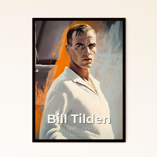 Portrait of Bill Tilden, 1893 - 1953. Impressionistic painting of a man in a white shirt.