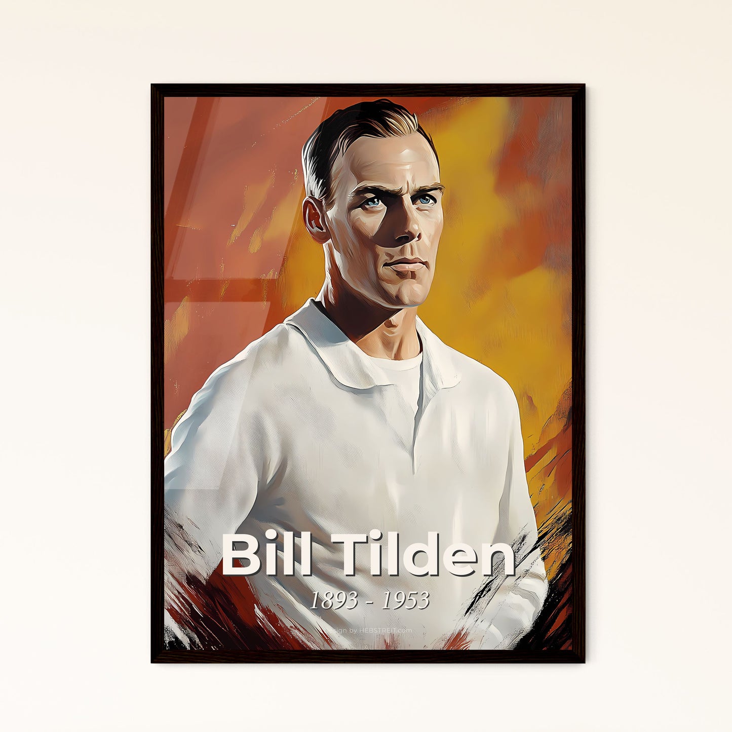 Portrait of Bill Tilden, 1893 - 1953. Impressionistic painting of a man in a white shirt.