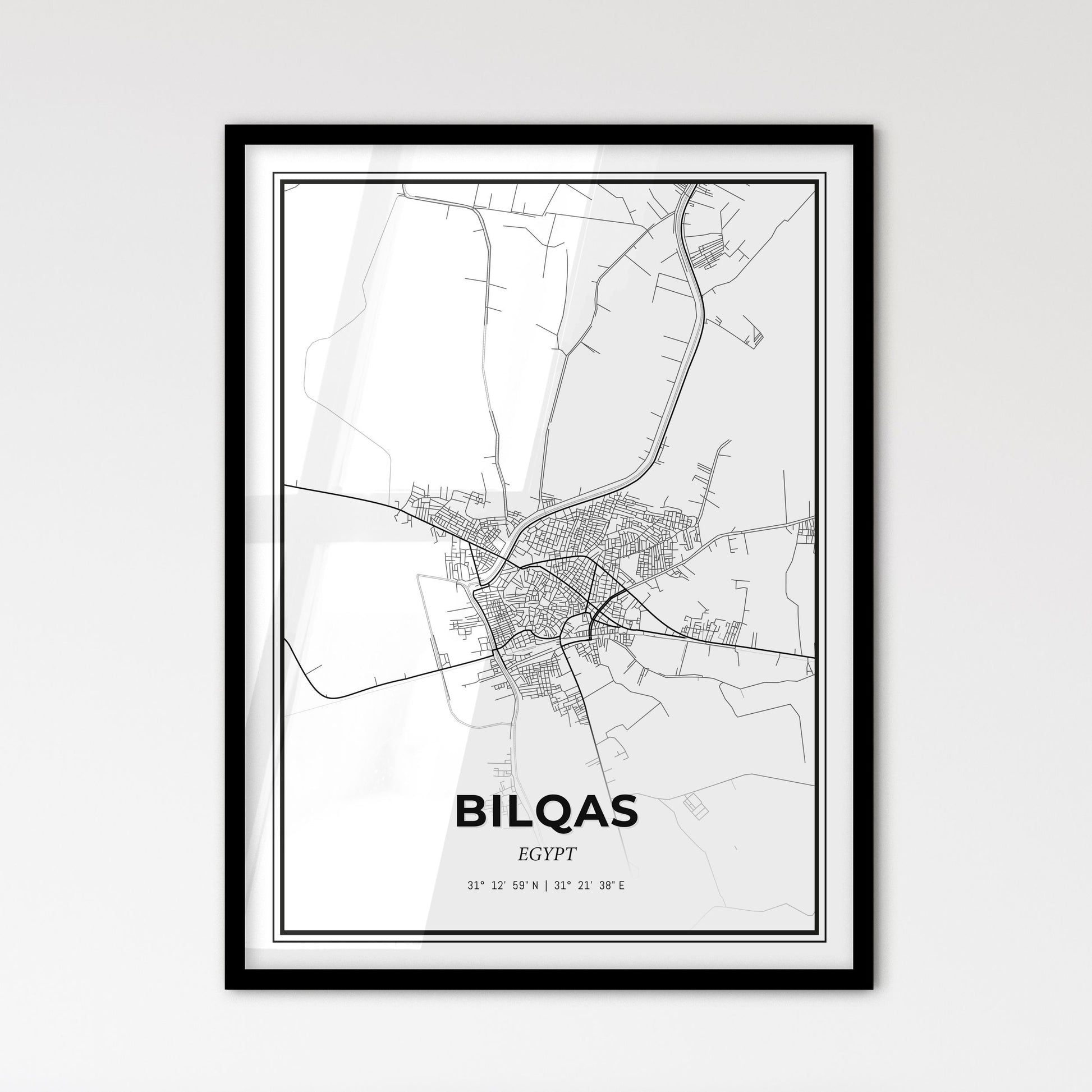 Bilqas Egypt - Scandinavian Style City Map for Modern Home Decor