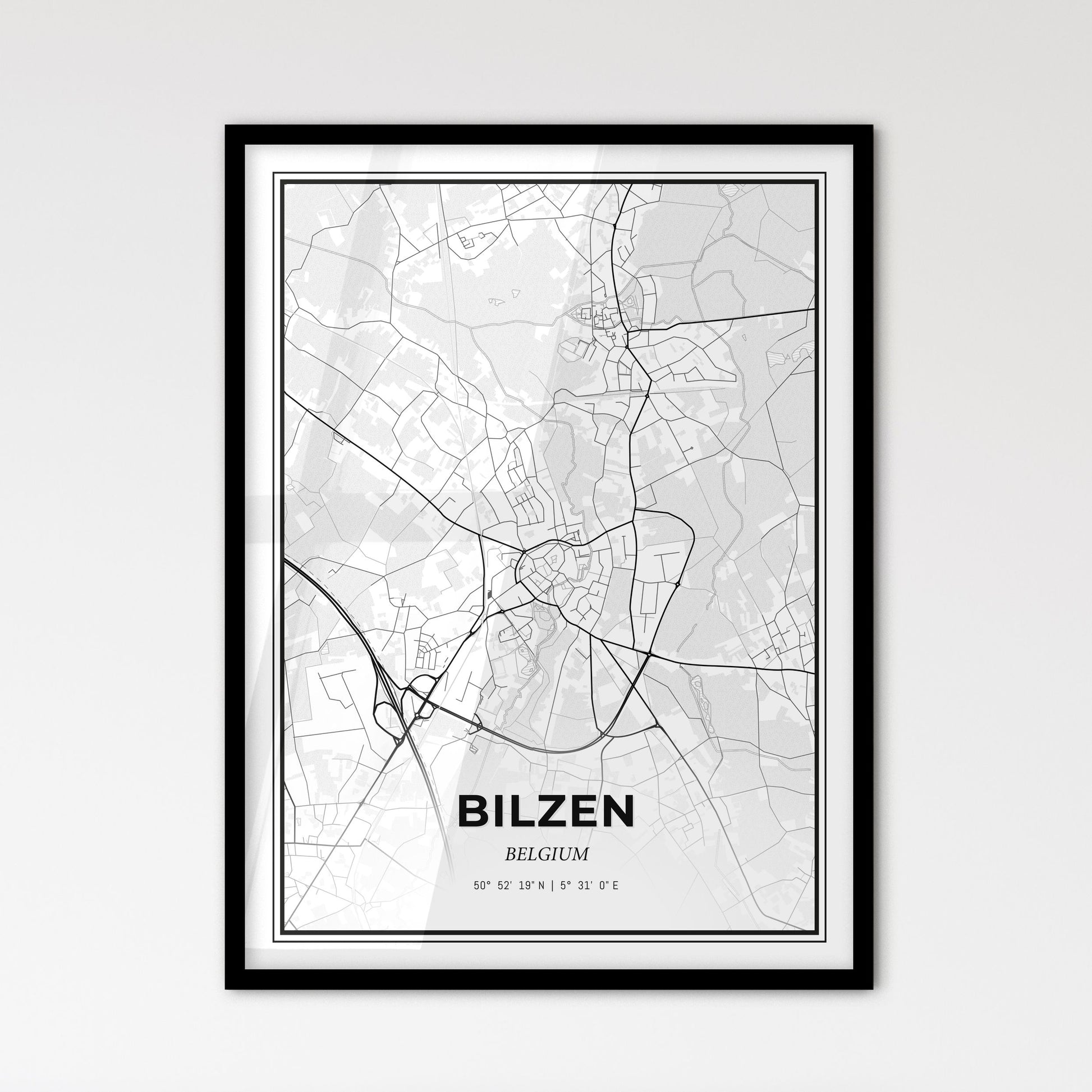 Bilzen Belgium - Scandinavian Style City Map for Modern Home Decor