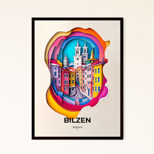 Vivid Bilzen, Belgium - a city with a clock tower in the middle of it