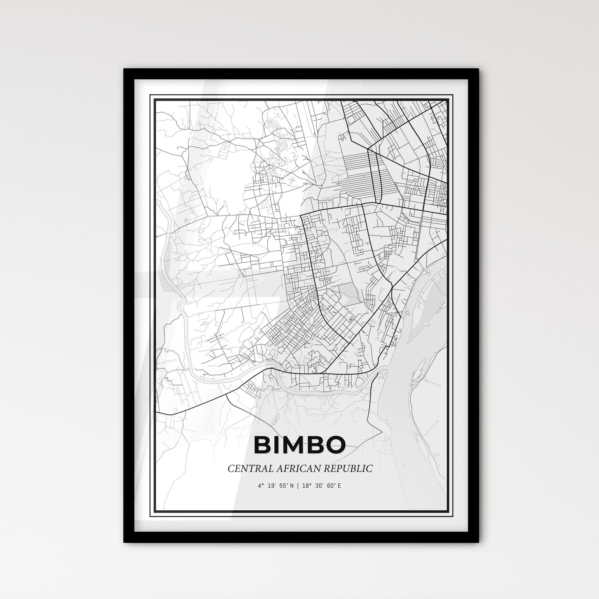 Bimbo Central African Republic - Scandinavian Style City Map for Modern Home Decor