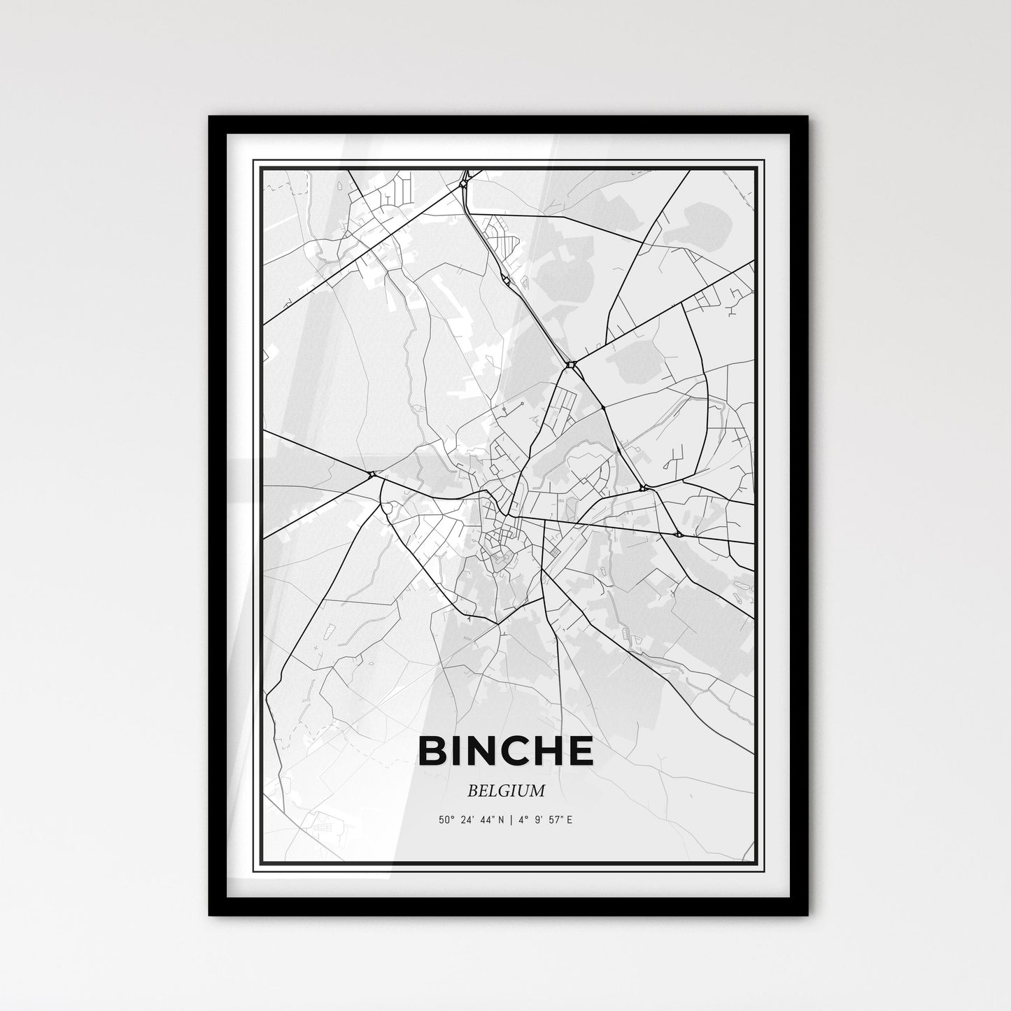 Binche Belgium - Scandinavian Style City Map for Modern Home Decor