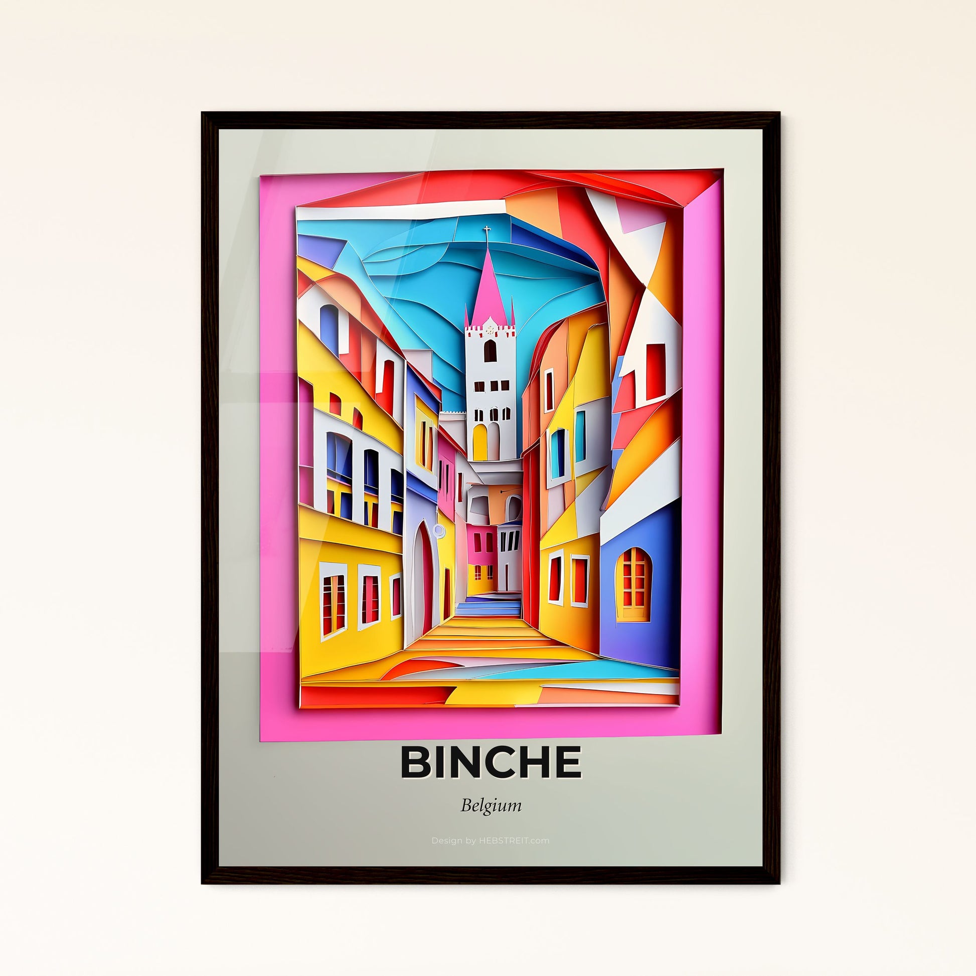 Vivid Binche, Belgium - a colorful city with a clock tower