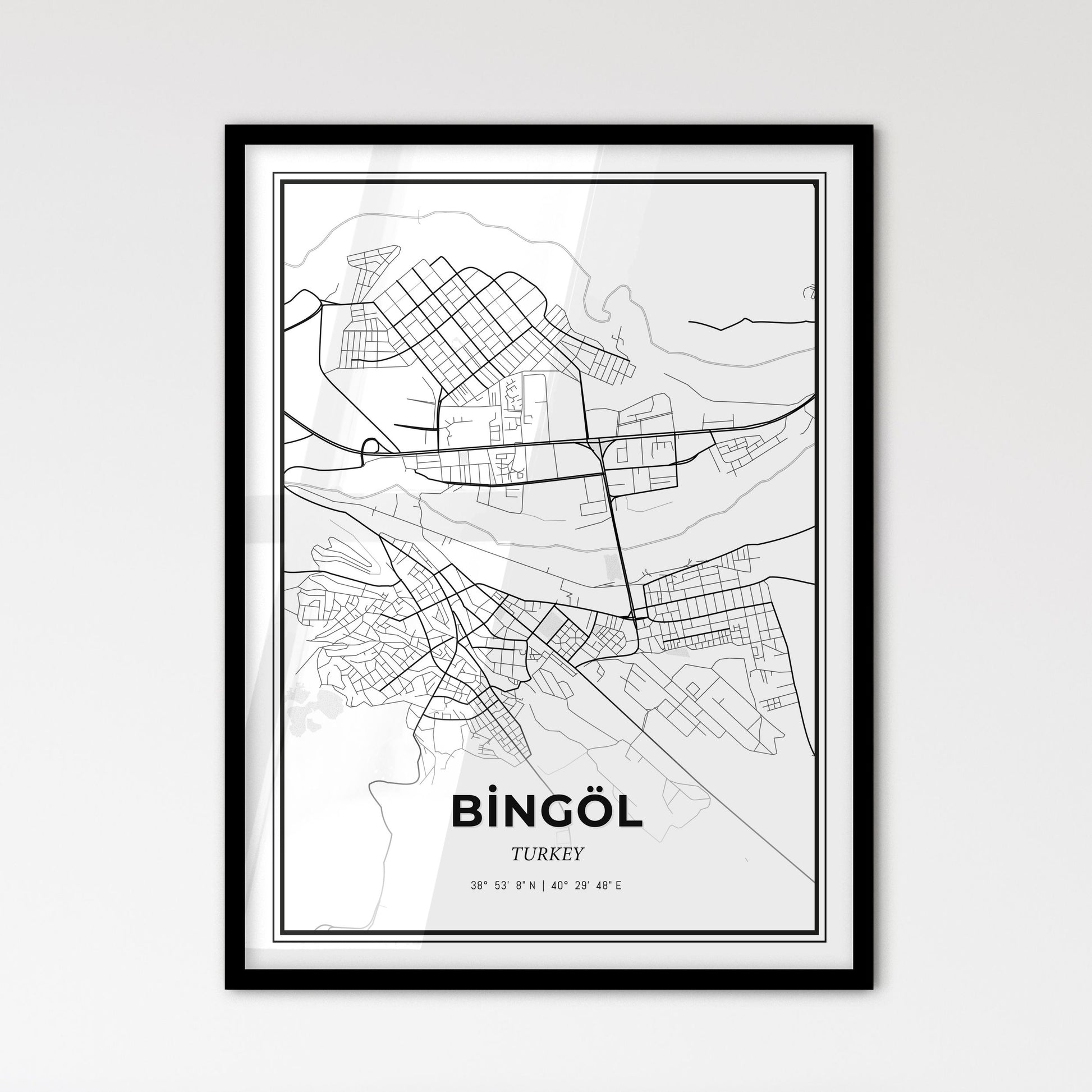 Bingöl Turkey - Scandinavian Style City Map for Modern Home Decor