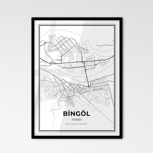 Bingöl Turkey - Scandinavian Style City Map for Modern Home Decor