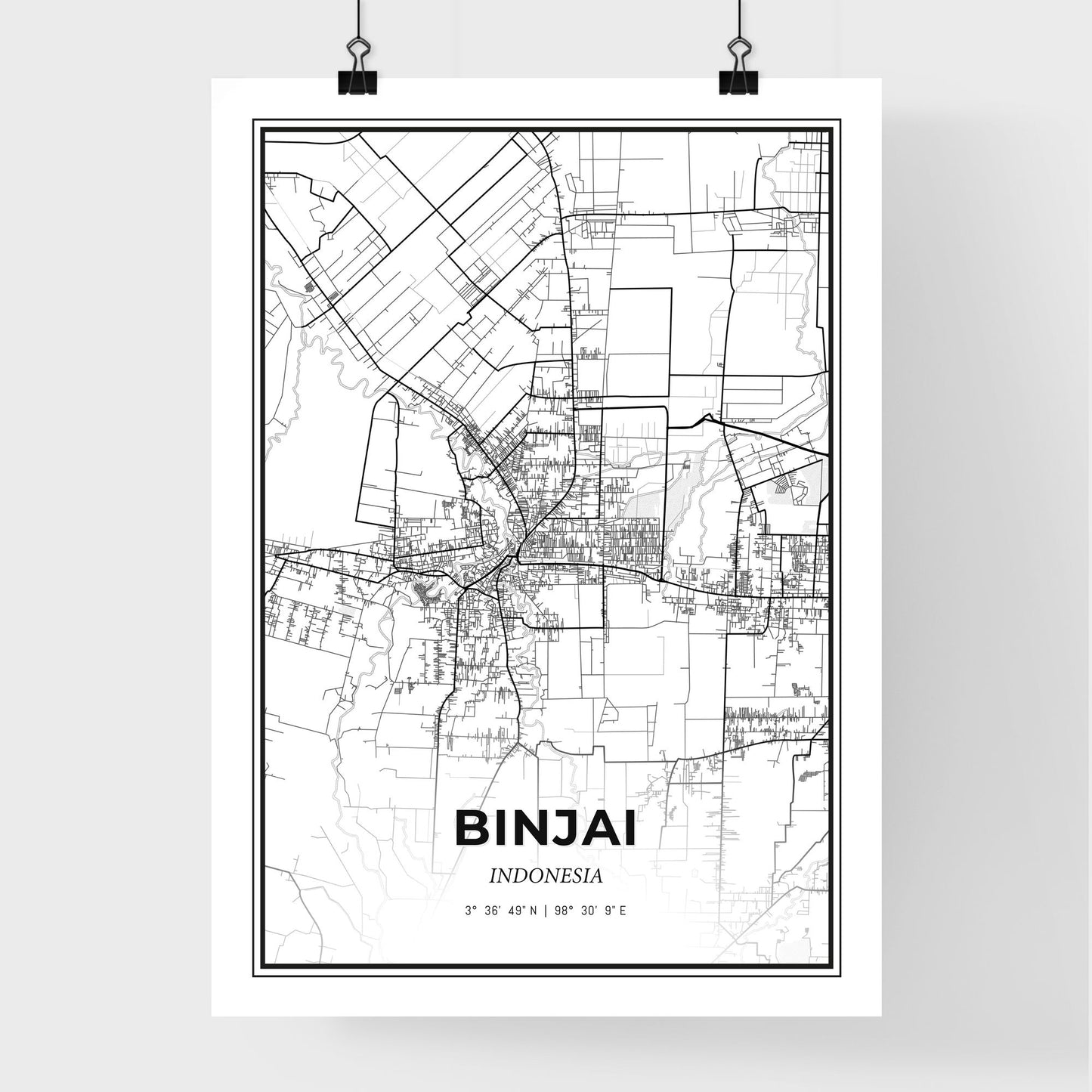 Binjai Indonesia - Premium City Map Poster