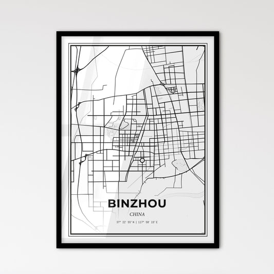 Binzhou China - Scandinavian Style City Map for Modern Home Decor