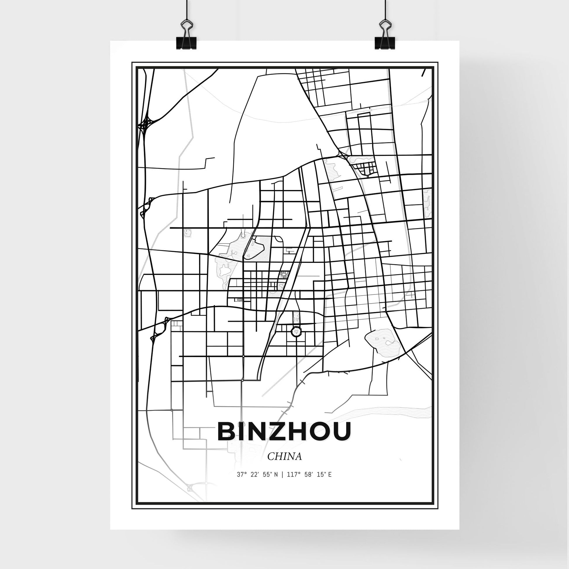 Binzhou China - Premium City Map Poster