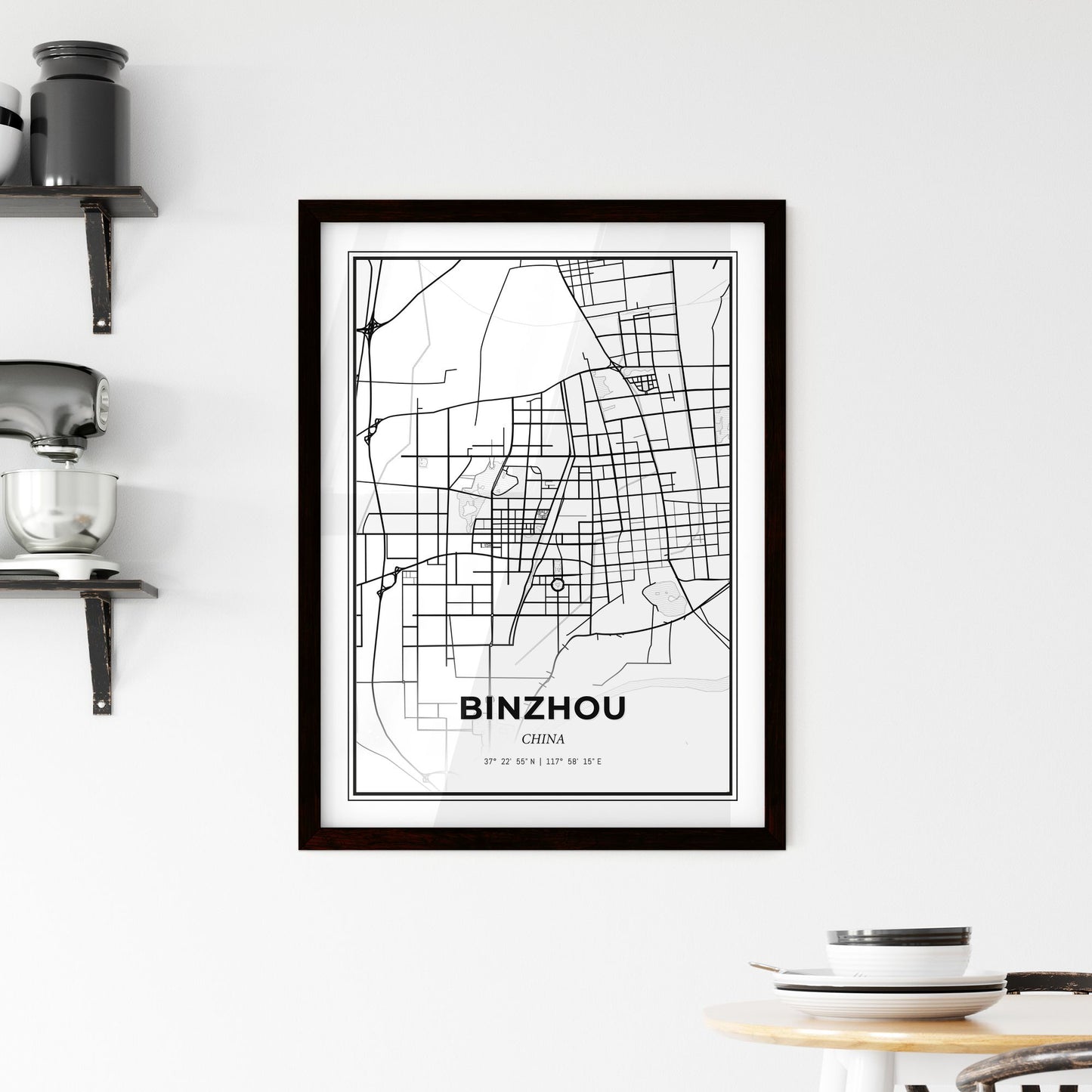 Binzhou China - Minimal City Map