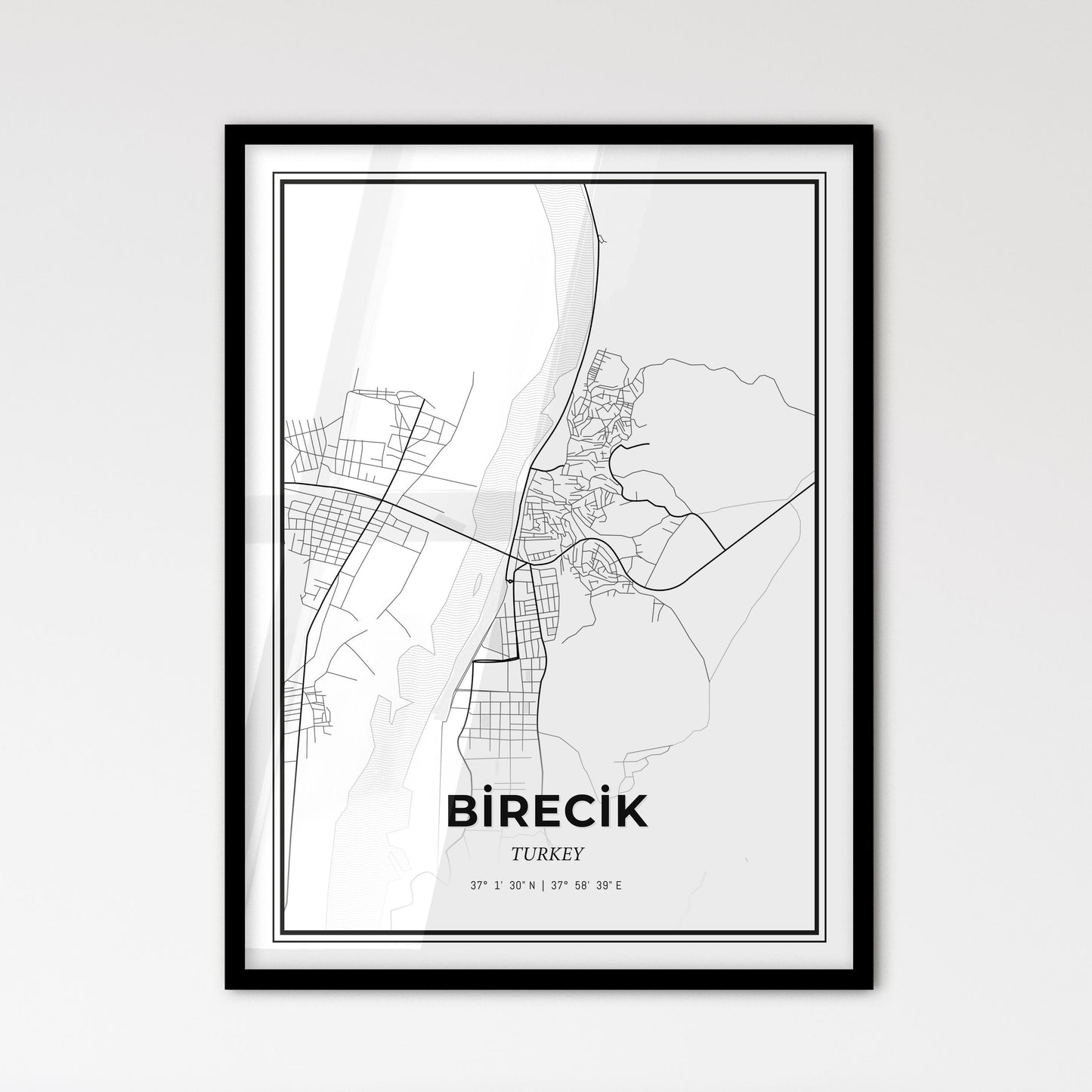 Birecik Turkey - Scandinavian Style City Map for Modern Home Decor