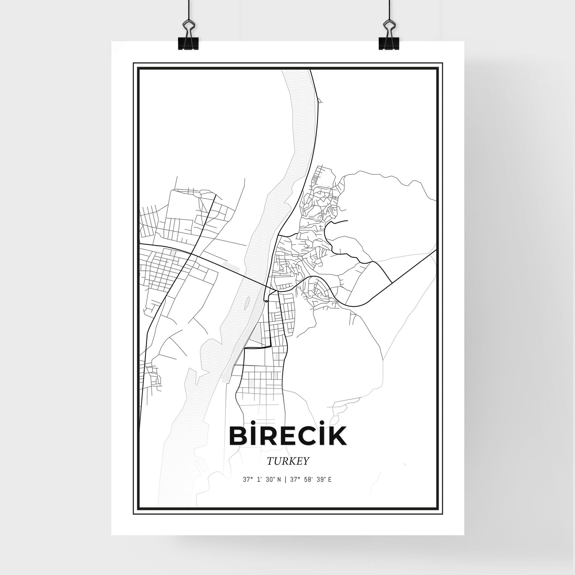 Birecik Turkey - Premium City Map Poster