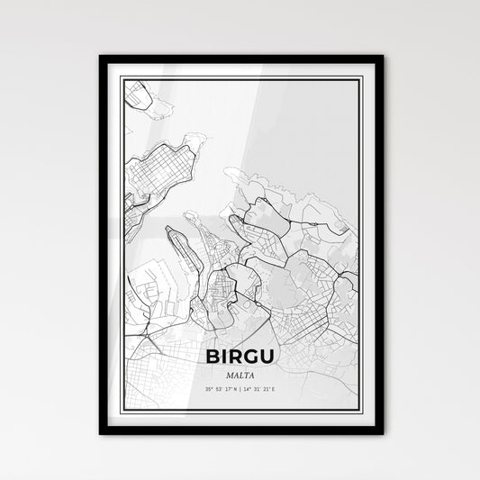 Birgu Malta - Scandinavian Style City Map for Modern Home Decor