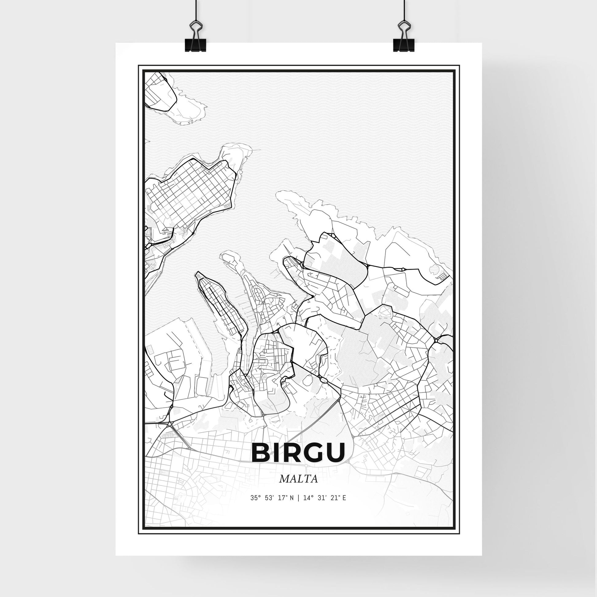 Birgu Malta - Premium City Map Poster