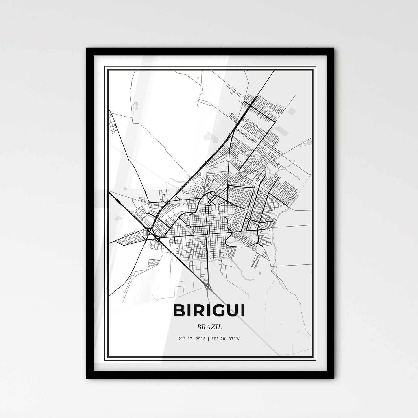 Birigui Brazil - Scandinavian Style City Map for Modern Home Decor