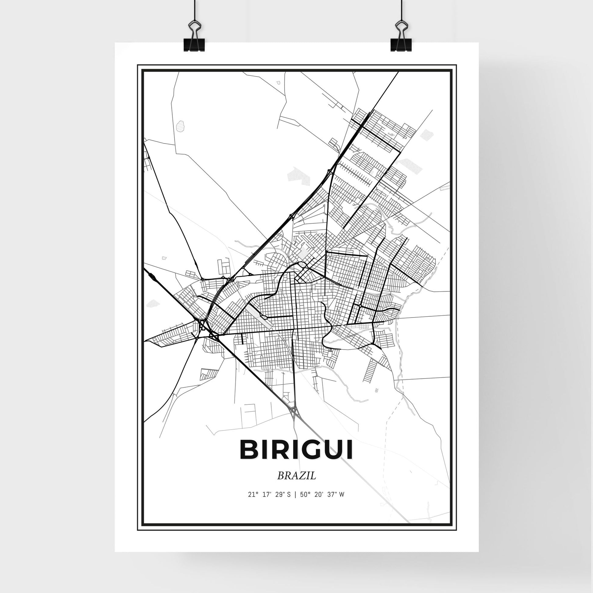 Birigui Brazil - Premium City Map Poster