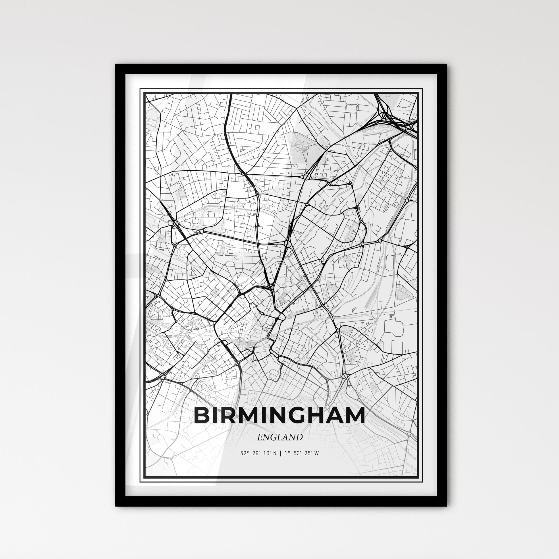 Birmingham England - Scandinavian Style City Map for Modern Home Decor