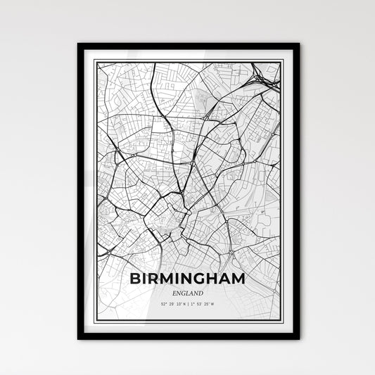 Birmingham England - Scandinavian Style City Map for Modern Home Decor