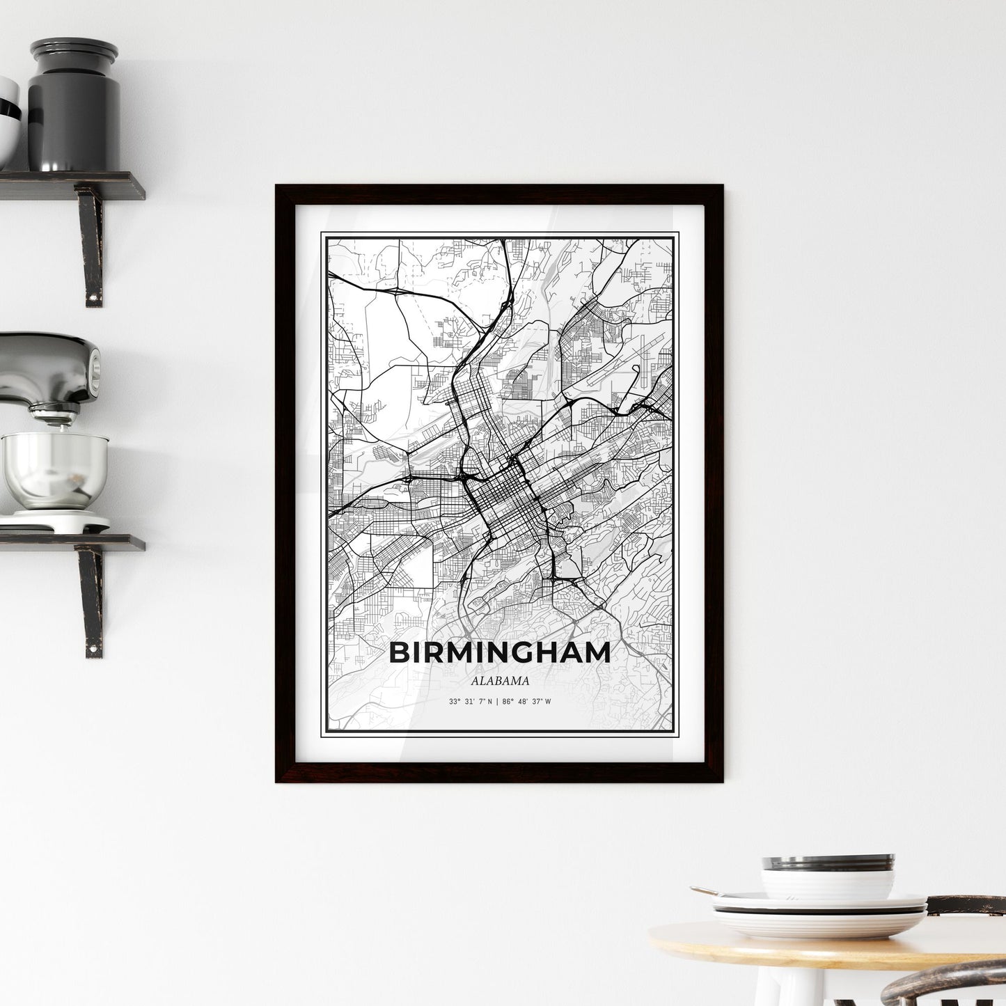 Birmingham Alabama - Minimal City Map