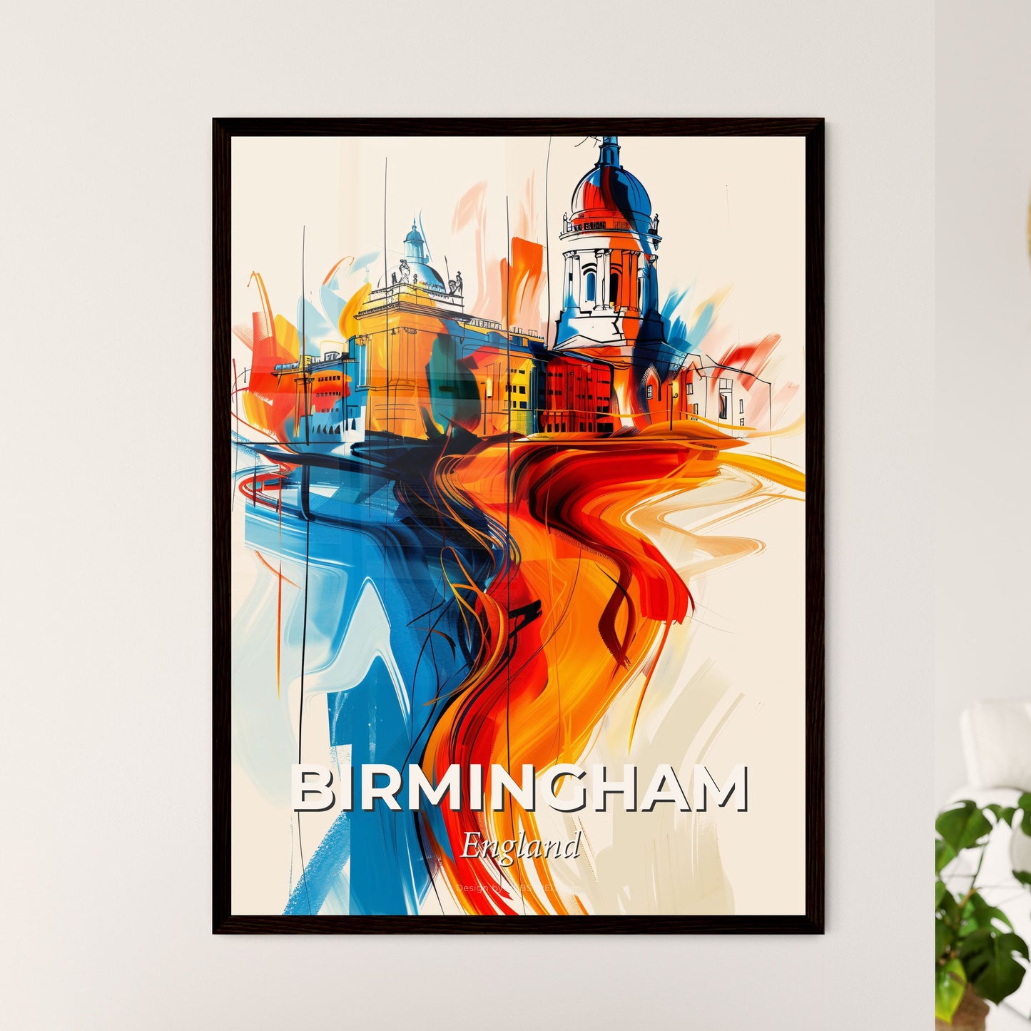 Vibrant Birmingham, England - A Colorful Painting Of A Building