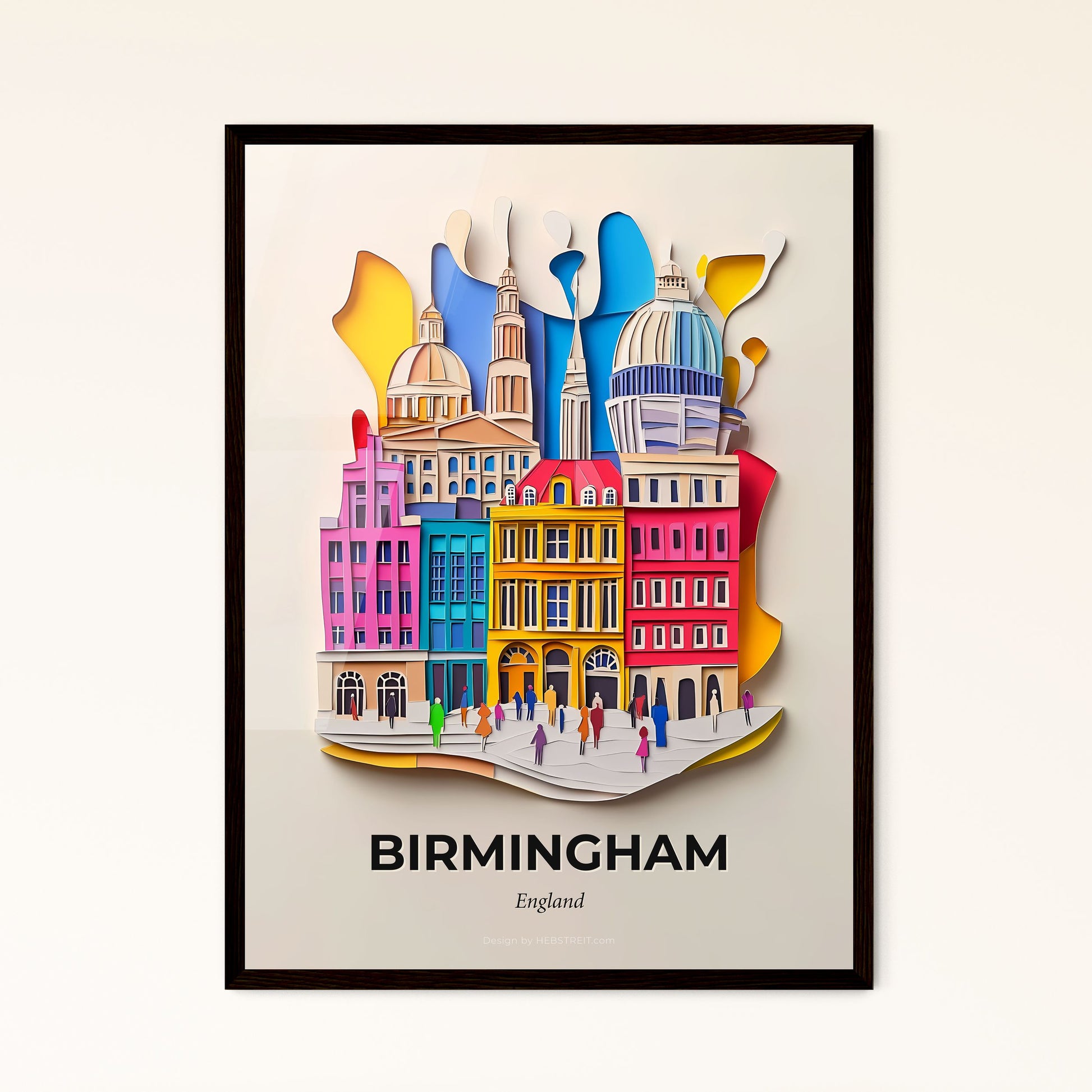 Vivid Birmingham, England - a paper cut of a city with a clock