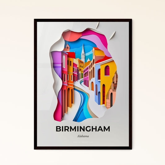 Vivid Birmingham, Alabama - a paper cut of a city with a river