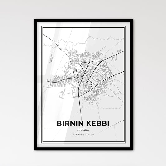 Birnin Kebbi Nigeria - Scandinavian Style City Map for Modern Home Decor