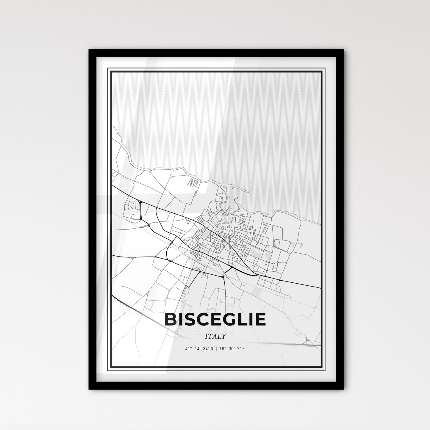 Bisceglie Italy - Scandinavian Style City Map for Modern Home Decor