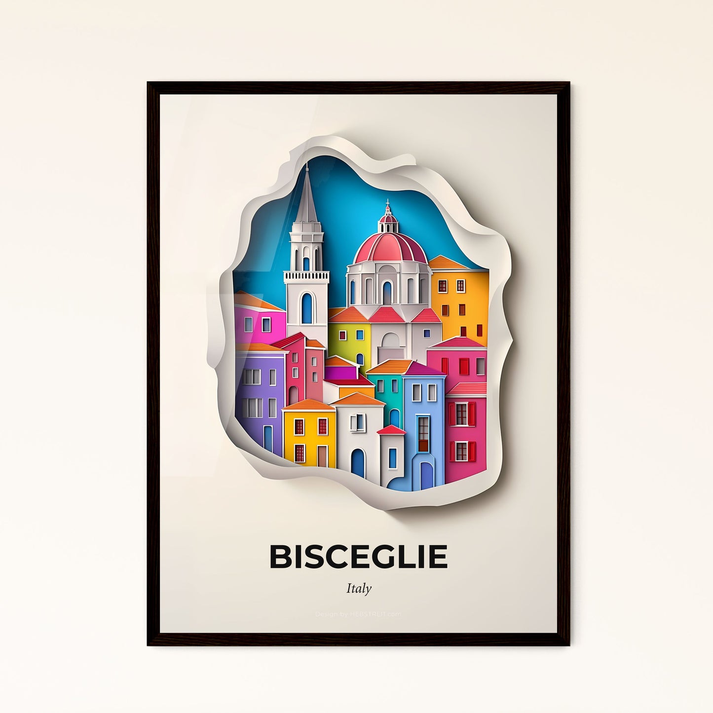 Vivid Bisceglie, Italy - a paper cut of a city with a clock tower