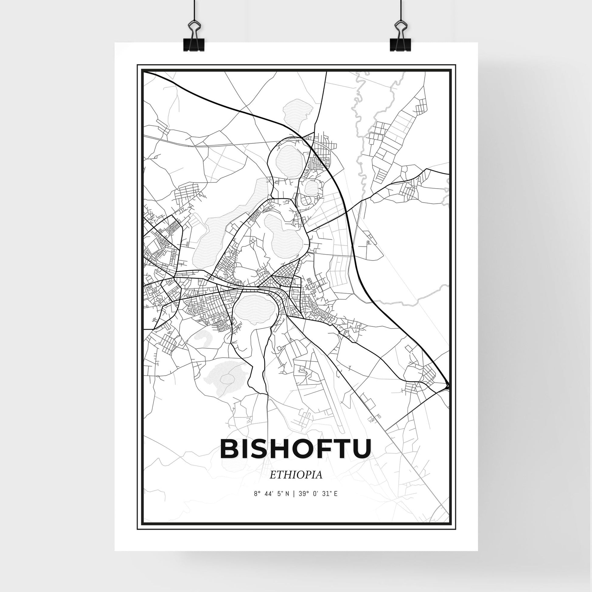 Bishoftu Ethiopia - Premium City Map Poster