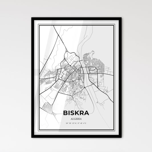 Biskra Algeria - Scandinavian Style City Map for Modern Home Decor