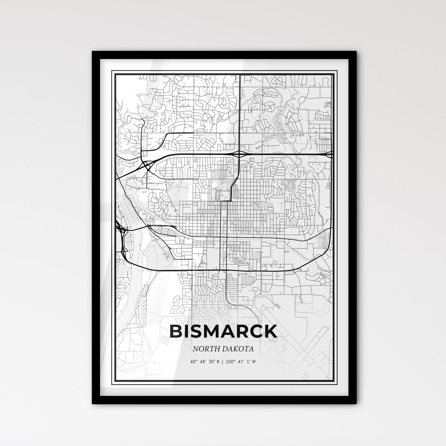 Bismarck North Dakota - Scandinavian Style City Map for Modern Home Decor