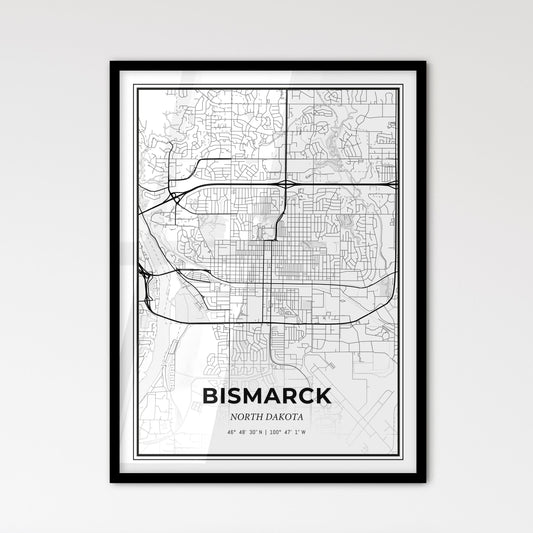 Bismarck North Dakota - Scandinavian Style City Map for Modern Home Decor